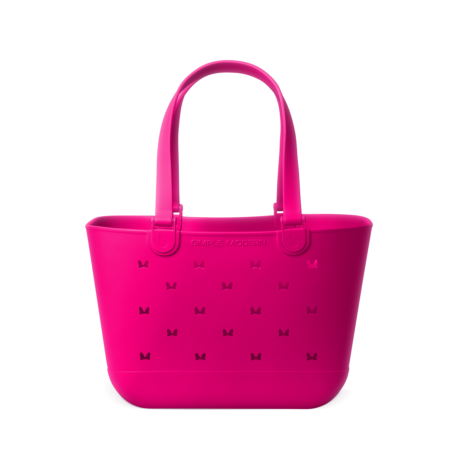 Hot pink magenta tote bag displayed against a white background