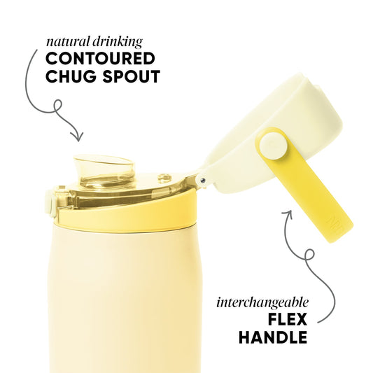 Cream-colored drinking vessel with detachable gold handle against a soft background