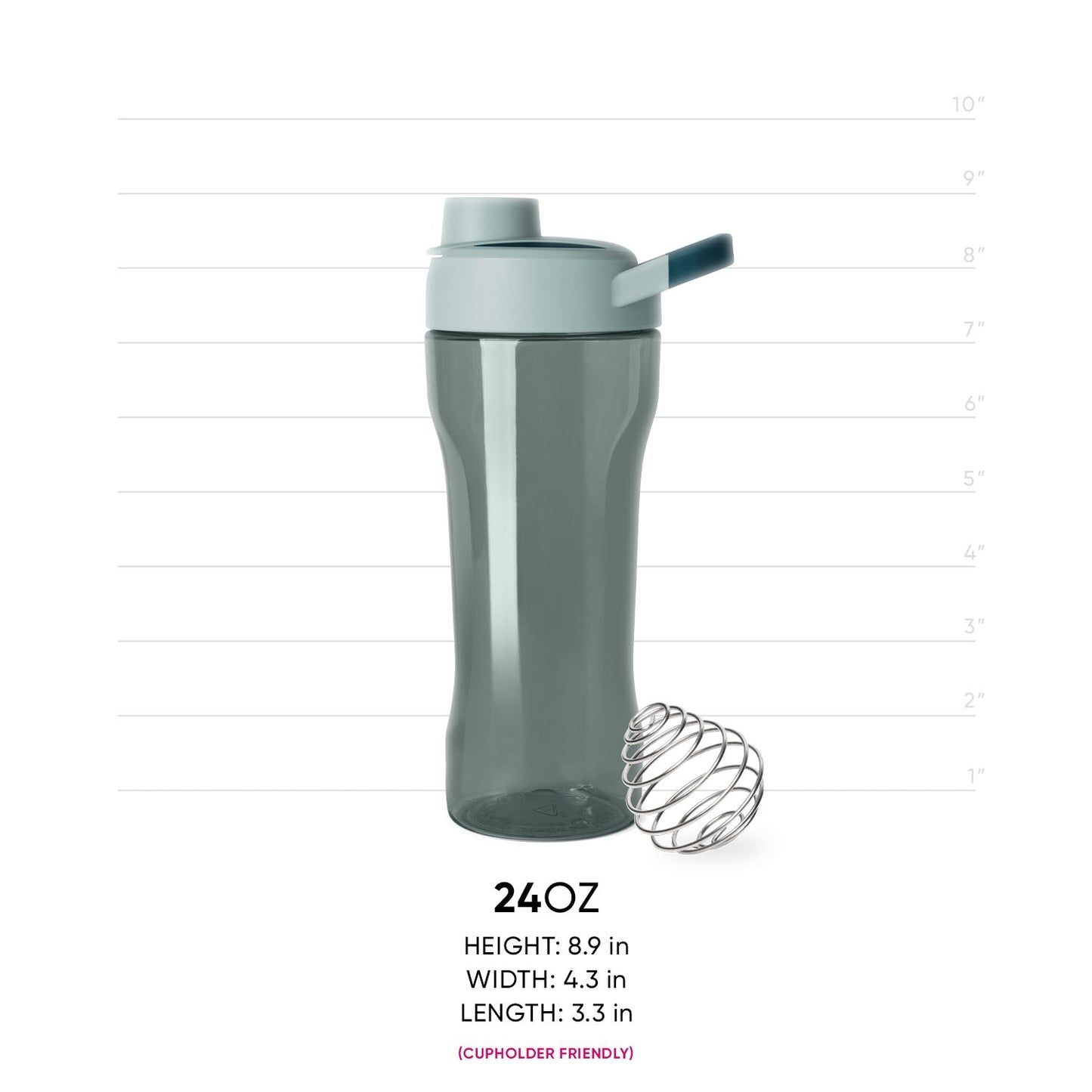 Sage green glass bottle with muted teal accents on upper lid and spout, featuring a sophisticated cool-toned color palette and minimalist design.