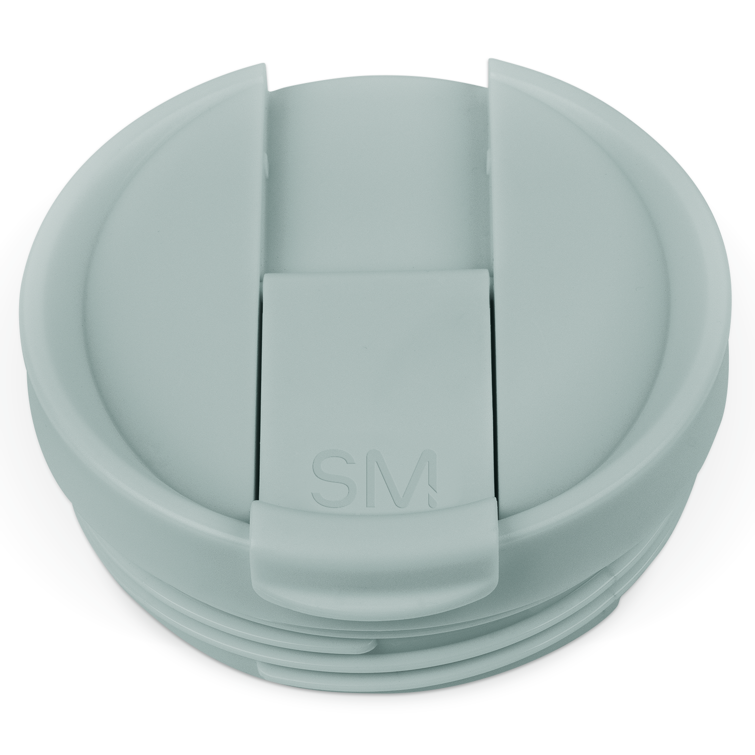 Sage green flip lid container with soft muted finish on white background